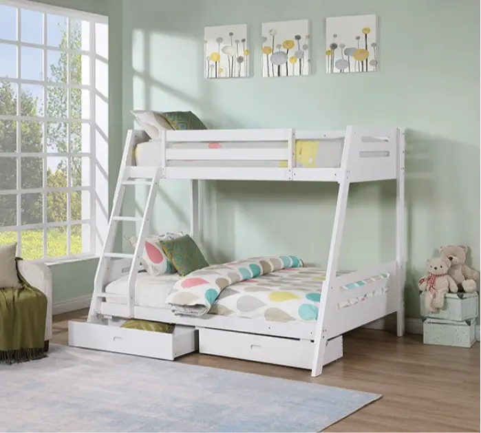 EMILEE Transitional Twin Over Full Bunk Bed with Underbed Drawers