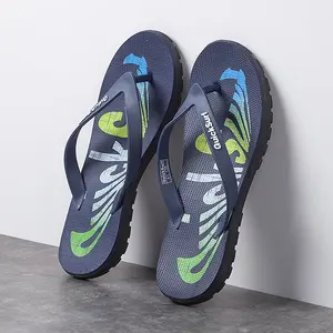 New Summer Men's Fashionable Slippers With Multi Color Letter Prints And Exposed Toe Flip Flops, Suitable For Outdoor Seaside Travel And Home, Comfortable And Durable