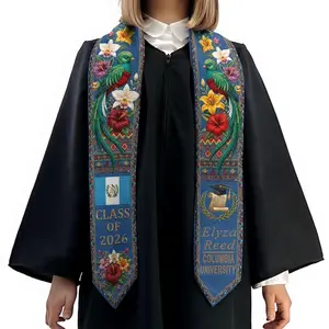Personalized Guatemala Graduation Stole 2026, Custom Quetzal Floral Grad Sash with Name, Guatemalan Heritage University Graduation Gift