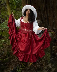 Dark Red Ruffle Skirt