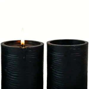 Spiral cylindrical burning candle with distinctive design, black aromatherapy candle, Candlelight