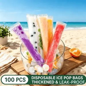 Disposable Popsicle Bags 100 Pack with Zip Seal – Ice Pop Freezer Bags for Yogurt, Juice, Fruit Smoothies, Healthy Snacks