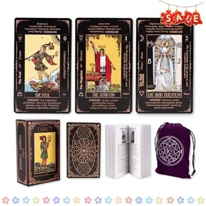 Tarot Cards for Beginners, Classic Tarot Deck with Meanings, Durable Cards with Guide Book, Black