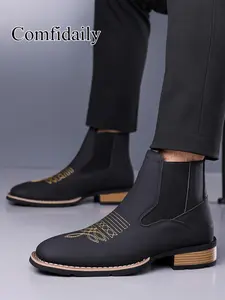 Men's British Style Chelsea Boots High-Top Fashion Short Boots, Business Party Versatile Trendy Shoes, Stylish Men's Footwear