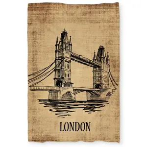 360 stand Twin Size Extra Long Duvet Cover - Brown Architecture Art Tower Bridge Print, Microfiber Face, Soft Fabric Bedding, Statement Piece for Modern Aesthetics, Stylish Retreat & Urban Living Home Decor