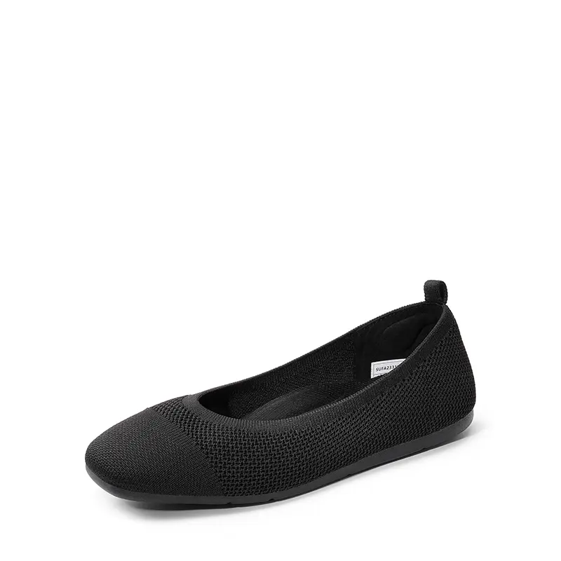 DREAM PAIRS Women's Machine-Washable Knit Bow Low-Profile Breathable Ballet Flats - Comfortable Walking Shoes for Everyday Wear