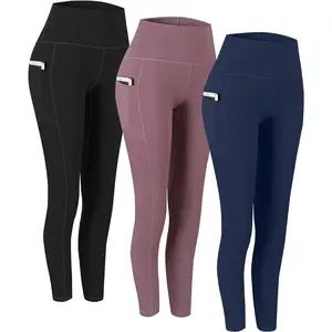 Fengbay 2 Pack High Waist Yoga Pants with Tummy Control & 4 Way Stretch for All Seasons - Pocket Yoga Leggings for Workout & Running