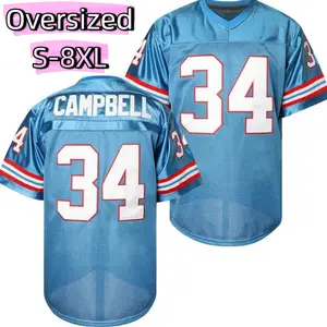Oversize PLUS SIZE (S-8XL) Jackson jersey #34 football Jersey,  Breathable, Embroidered Sports Shirt for Training & Competition, V-Neck jersey Athletic Tops