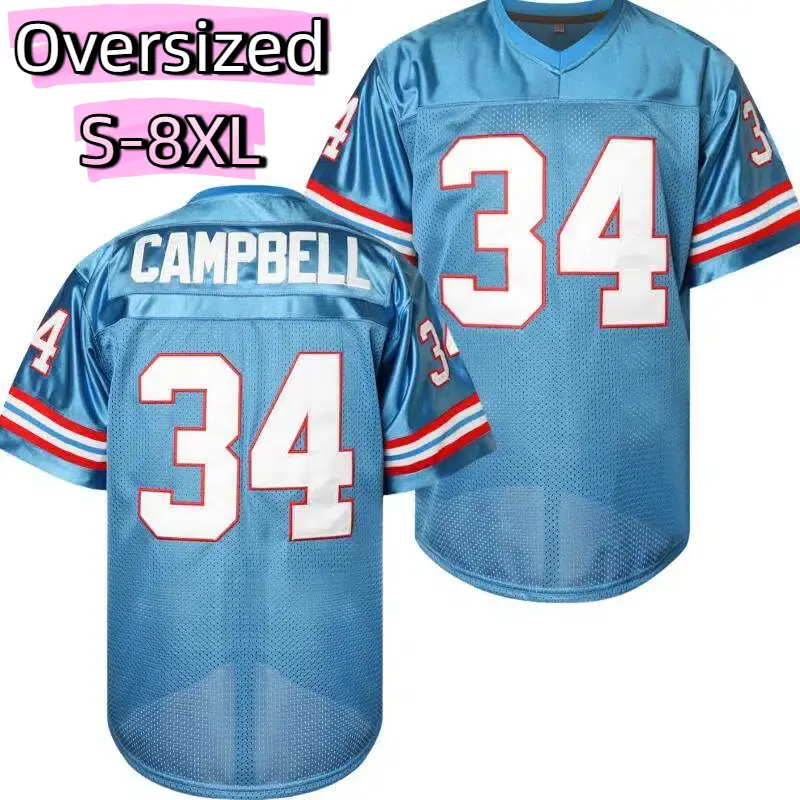Oversize PLUS SIZE (S-8XL) Jackson jersey #34 football Jersey,  Breathable, Embroidered Sports Shirt for Training & Competition, V-Neck jersey Athletic Tops