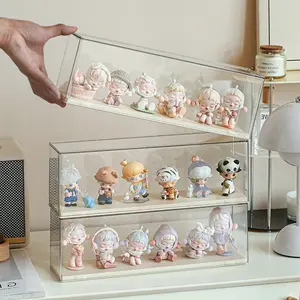 Solid Color Blind Box Storage Display Stand, Acrylic Transparent Display Box, Dustproof Cabinet, Small Figurine Desktop Storage Box, Used for Doll Toy Collectibles, Stackable for Protection, Storage, and Organization, Cute Collectible Figurines
