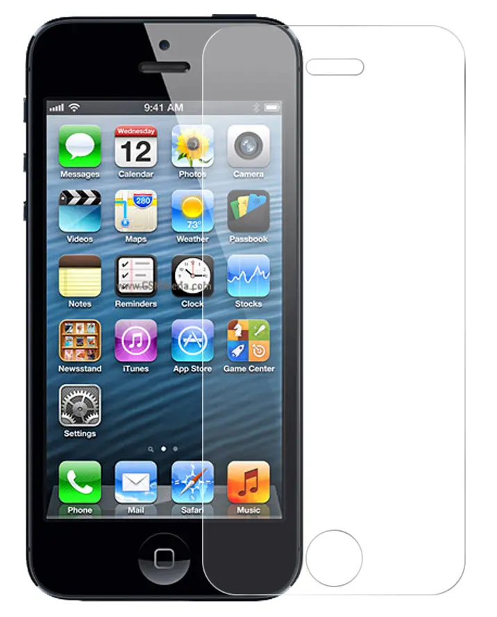 2X Nakedcellphone 9H Hard Tempered Glass Clear Screen Protector Guard [Crack Saver] for Apple iPhone 5 5s