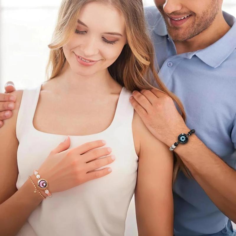 TOTWOO Long Distance Touch Bracelets for Couples, Vibration and Light for Love Couples, Gifts for Girlfriend, Bluetooth Pairing, Jewelry
