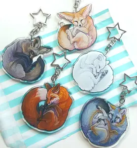 Sleepy Foxes Acrylic Keychain - Sleepy Foxes Charm- 5 Different Species