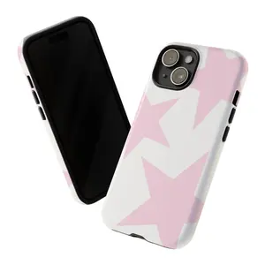 Pink Star Trendy Y2K Tough Phone Case  iPhone 17 16 15 14 13 12 11 pro,promax Compatible with Samsung Galaxy S25