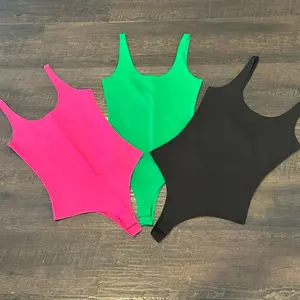 Bodysuits - Neon Pink Green & Black Seamless Stretchy Comfortable Women's Bodysuit