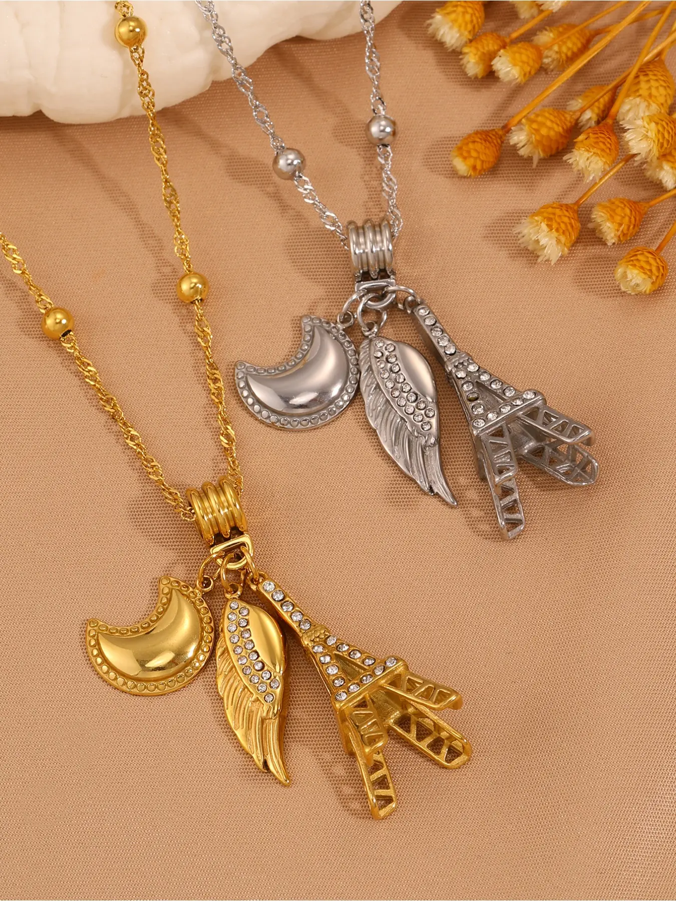 1 classic luxury 304 stainless steel Eiffel Tower necklace, unisex, daily fashionable item, perfect for daily use, vacation, Christmas gifts