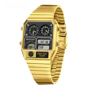 Unisex Dual-Display Sports Watch for Students – Waterproof 3-Time-Zone Alarm Timer with Temperature Monitor