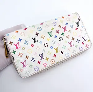 Pre-owned Louis Vuitton Monogram Multicolor Zippy Wallet White