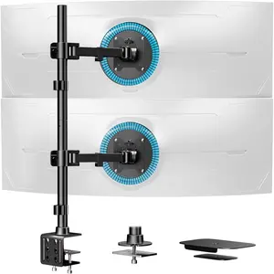 Vertical Dual  Mount -17 to 49 Inch Dual  Stand,  Adjustable Dual Stacked  Mount, Max Load 44 lbs (per Screen), VESA 75/100mm, Black