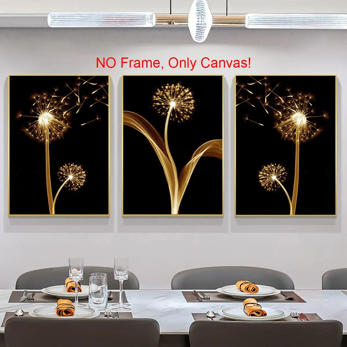 Dandelion Pattern Canvas Painting without Frame, Modern Abstract Art, Design, Dandelion Floral Print, Modern Floral Paintings, 3 Counts/set Creative Pattern Wall Art Poster, Art Work For Wall Decor, Wall Art Decor for Home & Office