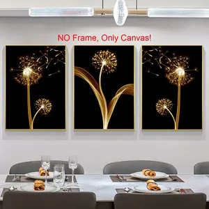 Dandelion Pattern Canvas Painting without Frame, Modern Abstract Art, Dandelion Floral Print, Modern Floral Paintings, 3 Counts/set Creative Pattern Wall Art Poster, Wall Art Decor for Home Living Room Bedroom Office