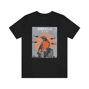 Robinzilla American Robins Shirt, Humorous Birding Tee, Gift for Robin Lovers, Stylish Animal Tee, Nature Enthusiast Apparel Casual Cotton