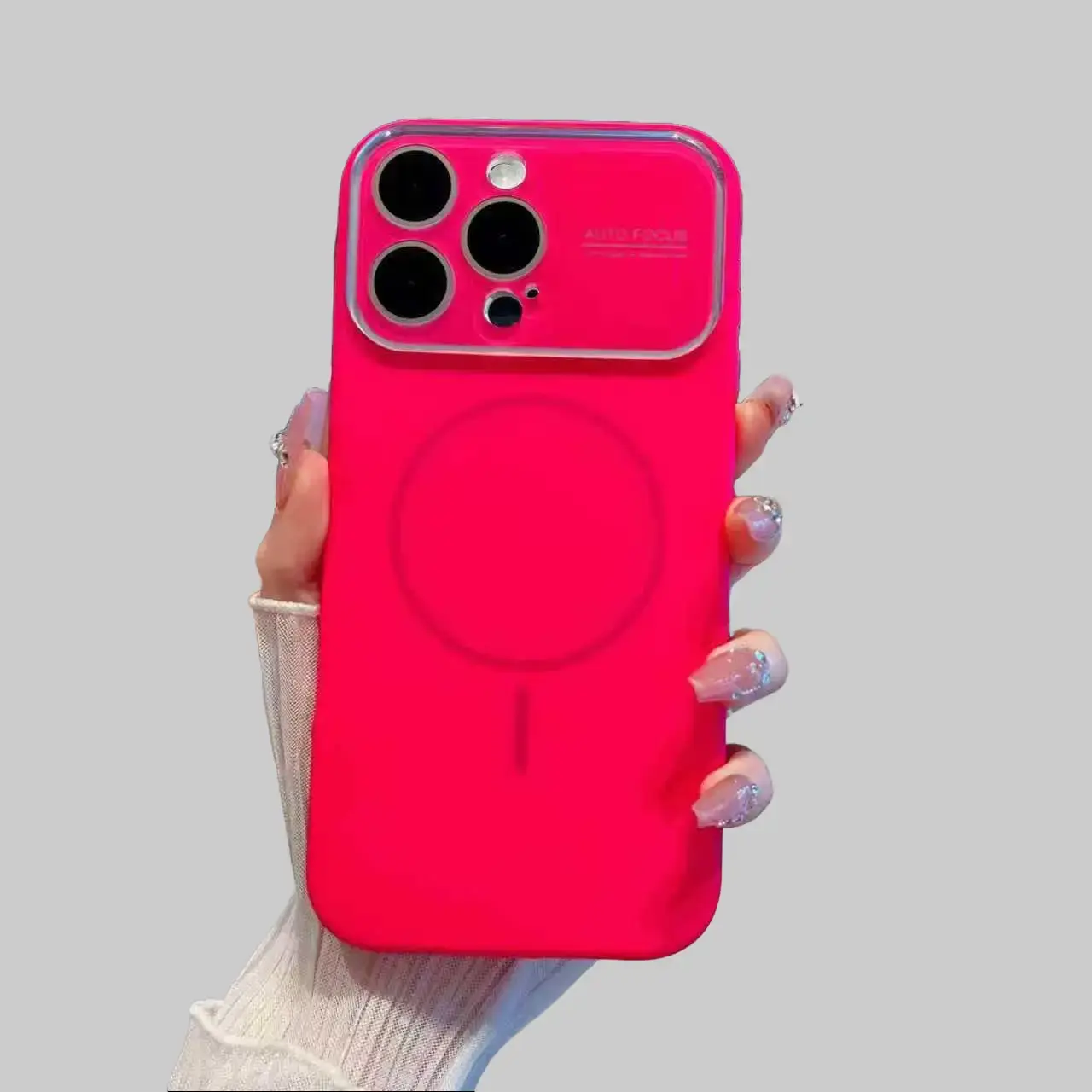 Matte Full-Cover Smartphone Case - High-Quality Skin-Feel Shockproof Silicone, Magnetic Anti-Drop Cellphone Protection, Customized for iPhone 14/15/16/17 Pro Max, Rose Red Mobile Accessory with Screen Protector