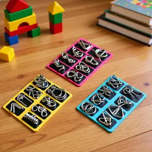 Metal Puzzle Ring 24 Piece Set with Carrying Bag for Collection High-Quality Educational Intellectual Toys IQ Brain Teaser Puzzles for Kids & Adults Unique Gift Durable Nickel Plated Metal Wire Styles