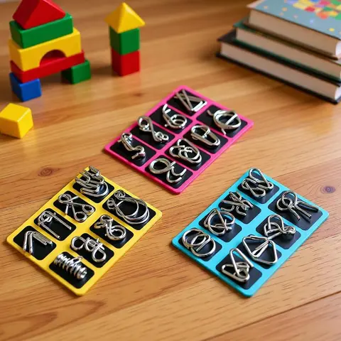 Metal Puzzle Ring 24 Piece Set with Carrying Bag for Collection High-Quality Educational Intellectual Toys IQ Brain Teaser Puzzles for Kids & Adults Unique Gift Durable Nickel Plated Metal Wire Styles