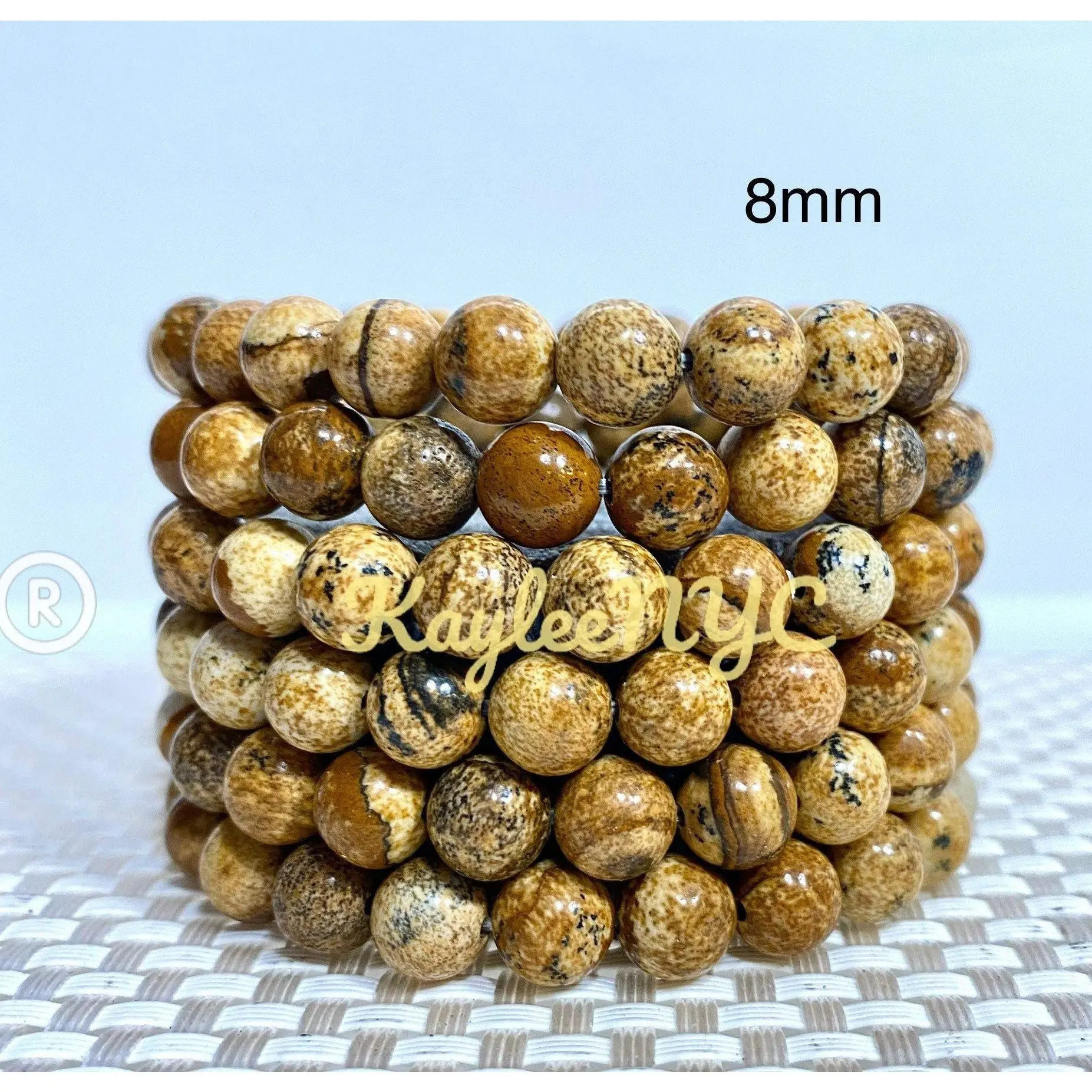 Wholesale 6 Pcs Natural Picture Jasper 8mm 7.5” Stretch Bracelet Crystal Healing Energy