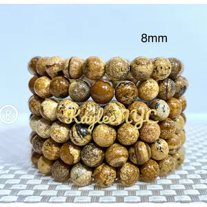 Wholesale 6 Pcs Natural Picture Jasper 8mm 7.5” Stretch Bracelet Crystal Healing Energy