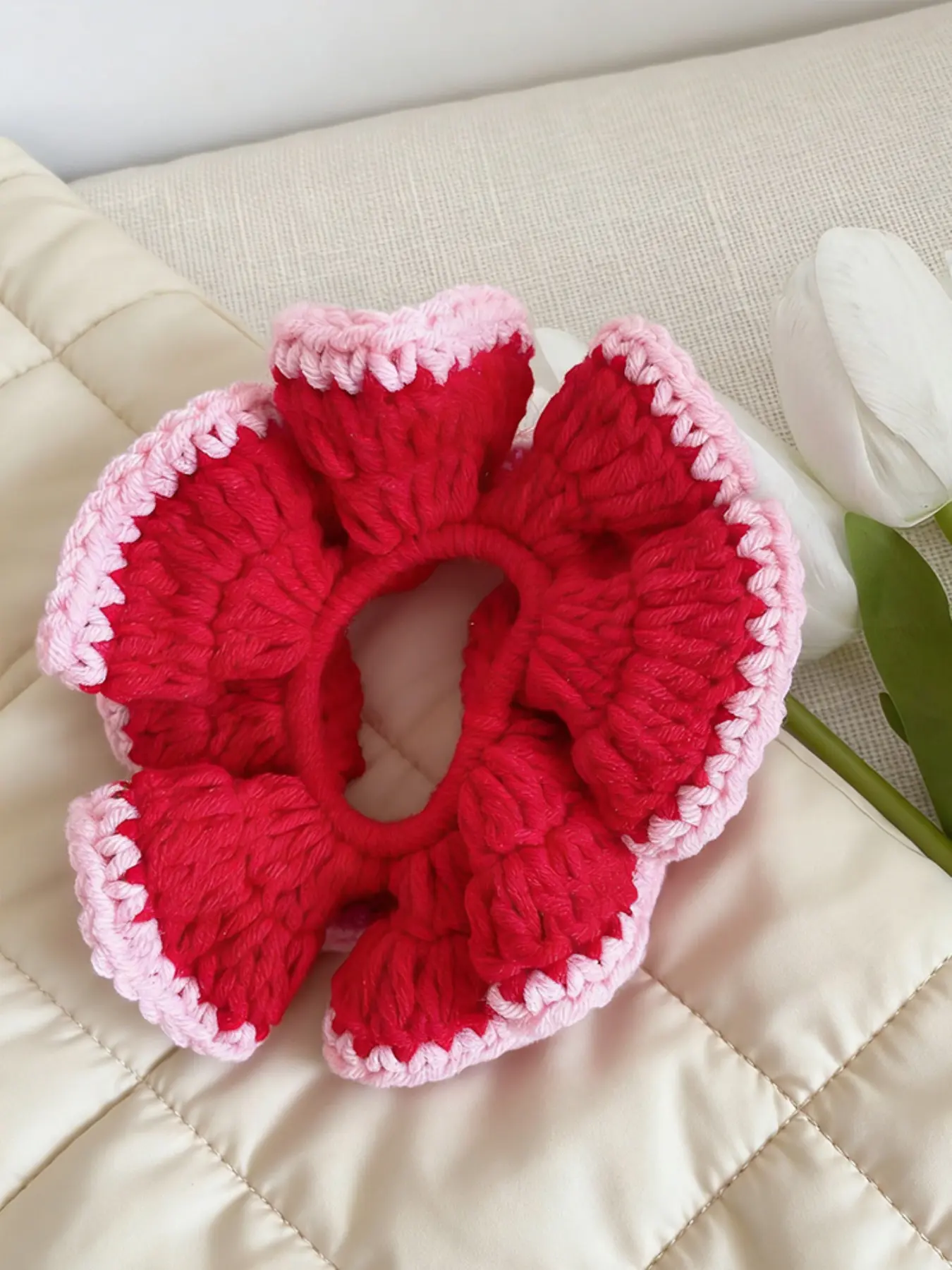 Women's Handmade Ruffled Frill Hair Tie, Colorblock Ponytail Headband, High Elasticity Hook Loop Hair Rope, Fashionable Hair Accessory, Scrunchie