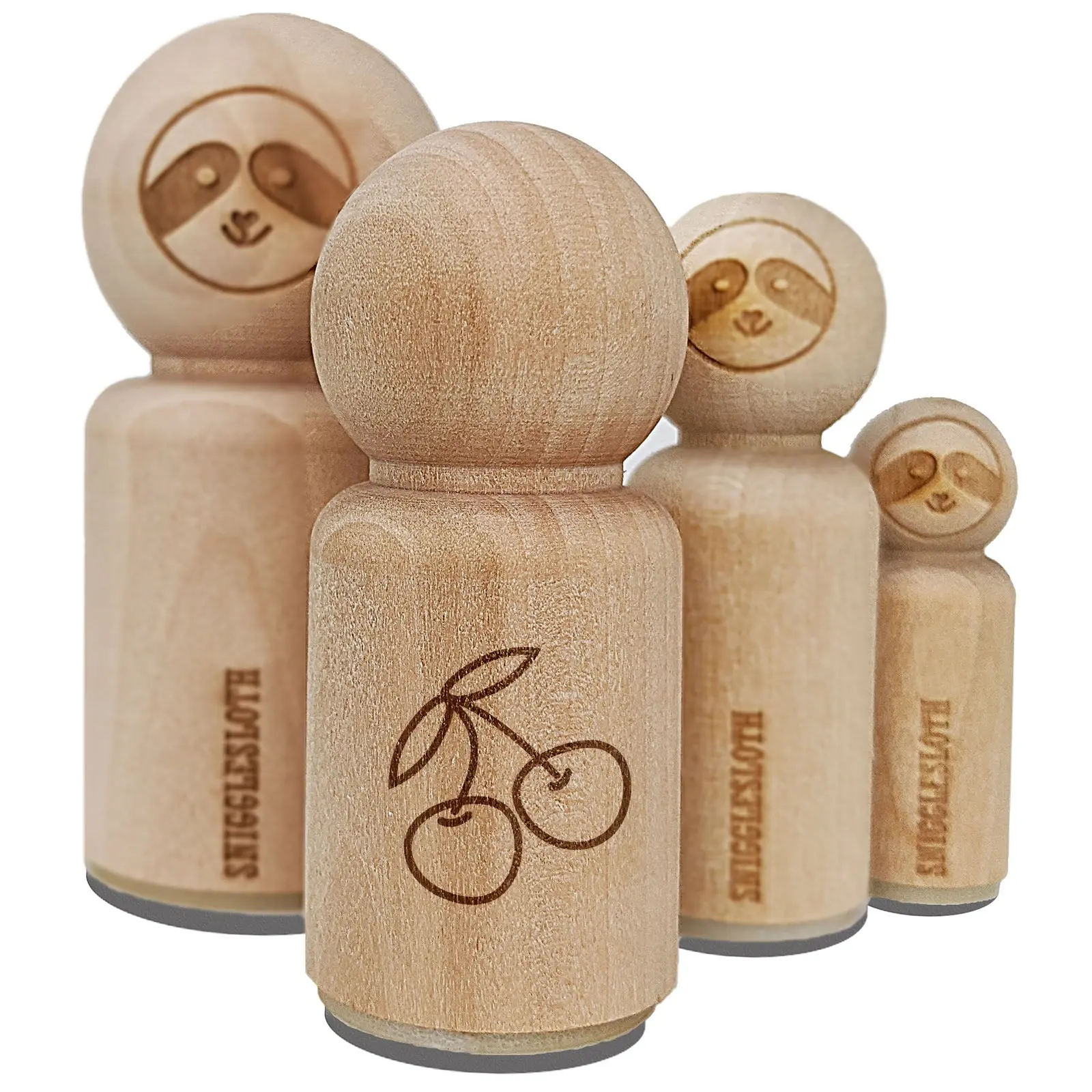 Pair of Cherries Outlined Rubber Stamp for Stamping Crafting Planners