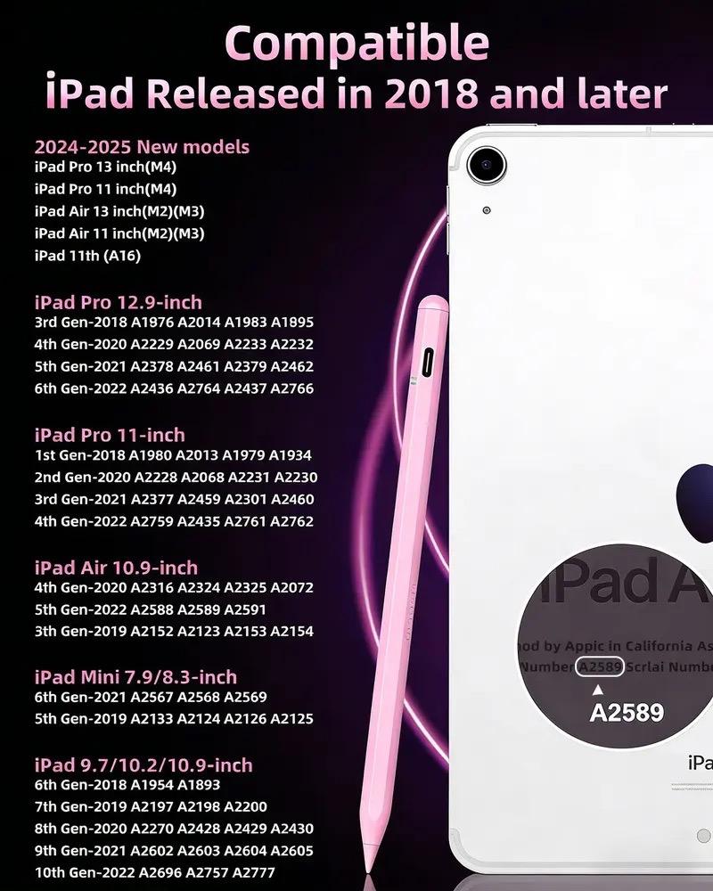 Pencil for Apple iPad A16 11 and 10 Generation, Fast Charging Stylus for 2026-2018, for iPad 11-6 Generation, Air 11-Inch/13-Inch M3/M2/5th-3 Generation, pro 13 "/11"/M4/12.9 ",Mini A17 Pro 7/6/5Th Palm Rejection Tilt Sensitivity pen TikTokShopHolidayHaul