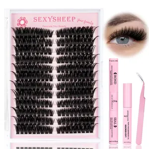 Soft Natural Curling Fluffy Texture Lash Kit, 30/40/60/80/100/120D Mixed Lengths False Eyelashes for Makeup, D Curl Design Faux Cluster Lashes, Lengthening Faux Eye Lashes for Eyelash Extensions, Includes Bond&Seal &Remove&Eyelash Tweezers