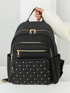 Women's Fashion Backpack,Large Capacity Casual Bag in Outdoor,Rivet Decoration Student School Bag,School Backpack,Large Capacity,Laptop Compartment,Portable,Lightweight,For Teen Girls,Perfect For Office,Work,Business,Commute,Stadium,Sports