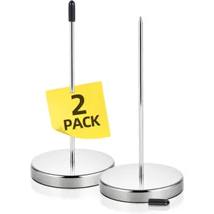 2 Pcs Desk Receipt Holder - Bill Fork Ticket Spike, Restaurant Check Spindle, Memo Holder Silver