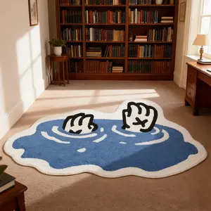Creative Cartoon Carpet, Soft Comfortable Rug, Irregular Cartoon Design, Fluffy Plush Foot Pad, Home Decor for Bedroom Living Room, Decorative Rug