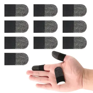 10pcs Gaming Finger Gloves Sleeves, Silver Fibers Breathable Sweatproof Touch Screen Mobile Game Assist Smooth Operation Accessories, Thin Thumb Protector Compatible with All Touchscreen Devices