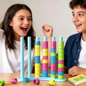 Color Stack Challenge, Color Matching Challenge Game, Fast Pattern Match Ring Stacking Puzzle Stack Games, 2-4 Players, Family Board Game for Kids & Adults, Birthday Christmas Party Gifts for Boy & Girl