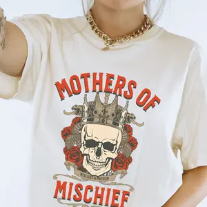 Mothers of Mischief, Trendy Mom Oversized shirt For Cool Mom Mothers Day Gift For Mom Life Graphic Comfort Colors Tee Shirt For Women Grunge