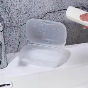 Solid Color Soap Dish Holder with Lid, 1 Count Portable Durable Soap Storage Holder, Household Bathroom Gadgets Supplies