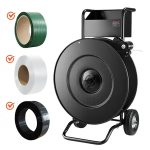 VEVOR Banding Strapping Cart, Fit for PET / PP / Steel Strap Coils with 8 or 16 inches Core Size, Heavy Duty Strapping Dispenser Equipped with Upgrade Drum Brake, Built-in Spacious Tray for Tools