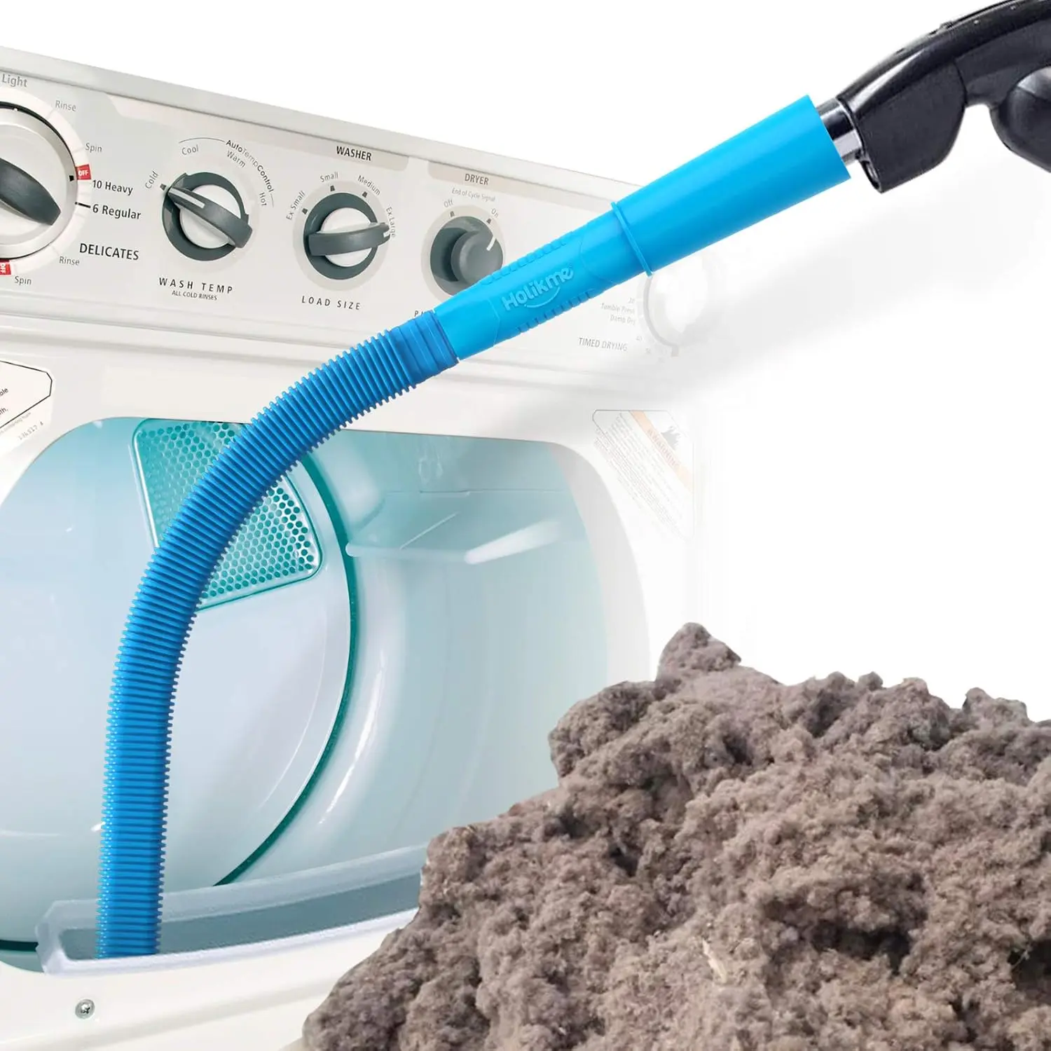 Dryer Vent Cleaner Kit Vacuum Hose Attachment Brush, Lint Remover, Dryer Vent Vacuum Hose, Blue dryer vent flexible Machine Laundry