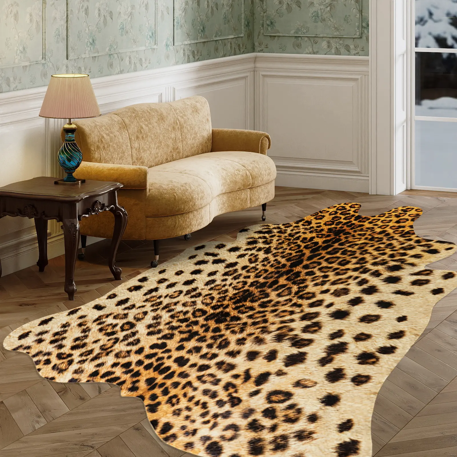 【Back to School】【Moving Season】EIKIONE Leopard Print Luxury Plush Rug Ultra-soft Anti-slip Waterproof Stain Resistant Easy Vacuum Dry Clean Modern Elegant Fits Living Room Bedroom Suite US Local Shipping  24/7 After-sales