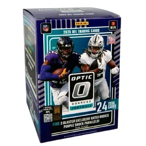 Panini Optic Donruss Football 2025 NFL Trading Cards 24 Total Cards with 3 Blaster Exclusive Rated Rookie Purple Shock Parallels