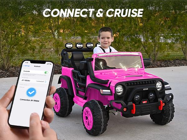 Hikiddo 24V 4WD Ride on Toy, 2-Seater Kids Ride-on Truck Electric Car for Kids Boys w/Remote, Bluetooth