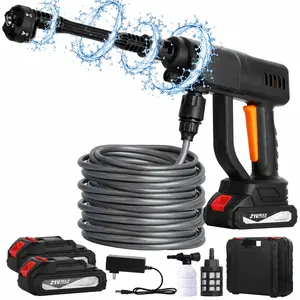 990 PSI Portable Cordless Pressure Washer, 21V Battery Powered Car Wash Spray Gun with 6-in-1 Nozzle, High Pressure Water Cleaner with Hose & Foam Bottle, Rechargeable Power Washer for Cars, Garden Watering, Patio, Deck & Home Cleaning