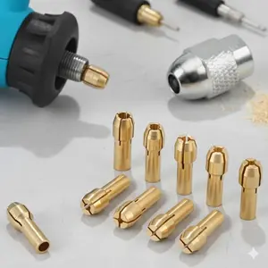 Precision Brass Collet Chuck Set 0.5-3.2mm, M8x0.75 Shank for Rotary Tools. 11-PC Durable Anti-Rust Kit for Woodworking, Metal DIY, Home Decor & Workshop Drilling. Professional Grade Accessories for Drill Press & Electric Drills.