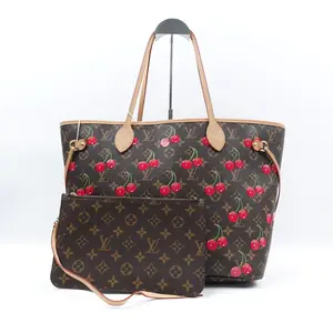 Pre-owned Louis Vuitton Coated Canvas Shoulder Bags Neverfull MM Murakami Cherry Monogram Shoulder Bag T10378102
